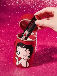 Betty Boop x SHEIN 1 Pu Leather Pattern Cylindrical Printed Pearl Bow Decorative Change Bag, Suitable For Storing Change, Lipstick, Lip Gloss, Keys, Small Belongings, Suitable For Men, Women, Students, Playful, Loving, Blowing Kisses, Love,Gift Ideas,Party,Holiday,Valentine's Day,Bag Charm - Red - View 4