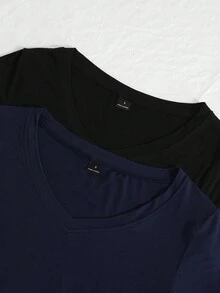 StreetHx 女士夏季V领紧身T恤，朋克亚文化动漫纯色基础款V领短袖修身T恤 - 彩色 - 查看 3