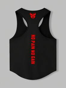 Manfinity Sport PWRUP Men's Muscle Print Fashionable Sleeveless Tank Top - Black - View 2