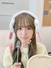 Joivida Winter Plush Ear Muffs For Daily Commute, Cute Cartoon Ear Warmers With Tongue-Out Design, Urban Korean Style Cold Weather Gear - Multicolor - View 4