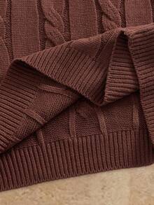 Manfinity NXTstreet Men's Cable Knit Striped Crew Neck Sweater, Layering Or Outerwear, New Autumn/Winter Knitwear Men Knit Sweater Brown Sweater Knit Jersey Pullover Sweater - Multicolor - View 6