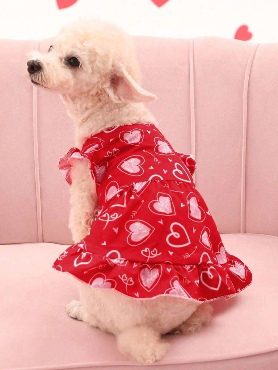 PETSIN 1 chiếc váy họa tiết trái tim ngày lễ tình nhân dễ thương cho mèo và chó, cỡ lớn - Nhiều màu - Xem 1