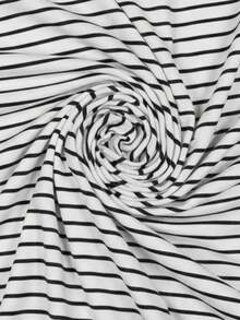 Resyla Striped Digital Print Fashionable & Minimalist Women's Polo Neck T-Shirt, Gift For Friends - White - View 4