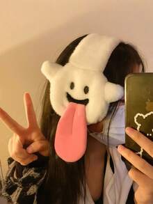 Joivida Winter Plush Ear Muffs For Daily Commute, Cute Cartoon Ear Warmers With Tongue-Out Design, Urban Korean Style Cold Weather Gear - Multicolor - View 8