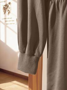 Modelyn Burgundy Slimming Zip-Up Hooded Casual Long Sleeve Jacket & Pants 2 Pieces Set For Women, Autumn/Winter - Mocha Brown - View 4