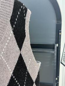 Franclia 女士针织高领毛衣，休闲菱形图案针织上衣 - 彩色 - 查看 6