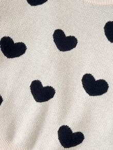 THE HAPPY LOOK 2pcs Young Girl Heart Pattern Knitted Soft Sweater And Elastic Waist Pants Set