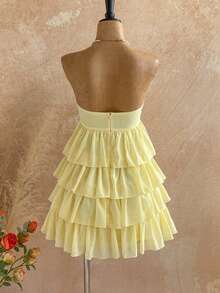 Soleia Vestido corto mini de moda con decoración de estrella de mar de metal para vacaciones de mujer - Amarillo - Ver 2