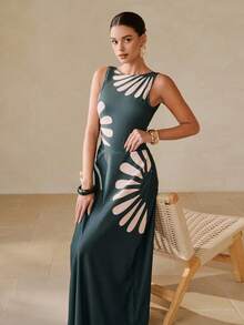 Swim Oasis Bộ áo tắm liền thân và váy che ngoài dành cho nữ, thích hợp cho kỳ nghỉ biển. - Màu xanh lá cây đậm - Xem 9