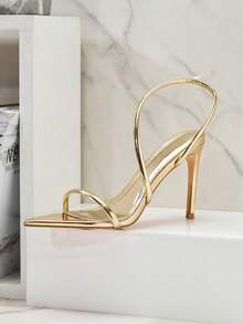 SHUZIA 时尚女士性感尖头细高跟凉鞋 - 金色 - 查看 7