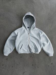 Manfinity Campus Court Aesthetic Post--Men's Street-Style Bestselling 6-Stripe Patchwork Casual Hoodie, Suitable For Outdoor Music Festivals, Daily Outings, Hangouts With Friends, Gifts For Boyfriend/Husband, Anniversary Gifts, Light Grey Striped Sleeve Zip Up Grey Hoodie - Light Grey - View 5