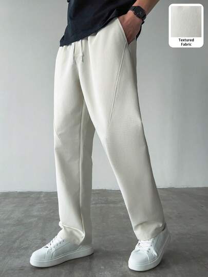 HUEFORM 男士白色撞色拼接休闲裤