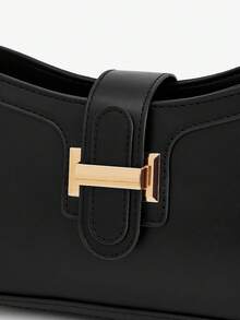 SHEIN BAE 女士优雅新月形腋下单肩包，时尚休闲时尚，纯色腋下包 - 黑色 - 查看 6