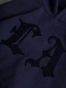 PAVTROS 男士街头风流行INS同款LA刺绣毛巾二合一双腰拉链裤，户外音乐节、夜店，送给男友/老公的礼物，周年纪念日，保暖内衬 - 藏蓝色 - 查看 6