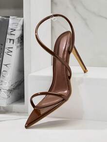 SHUZIA Giày cao gót mũi nhọn gợi cảm thời trang dành cho nữ - Màu nâu Sô-cô-la - Xem 3
