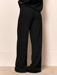 MUSERA Quần dài ống đứng cạp chun dệt kim size "M" (chỉ phần quần) - Trang phục mùa đông thoải mái, công sở, thanh lịch, thường ngày, mùa xuân - màu đen - Xem 4