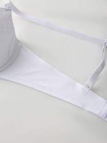 DesireSculpt 1pc Women's Solid Color Lace Patchwork Bra - White - View 5