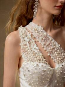 MOTF PREMIUM 仿珍珠单肩上衣