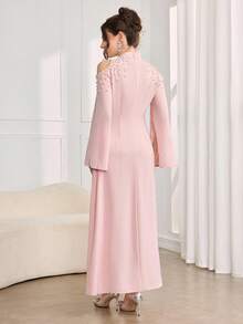 Al Najma 女士仿珍珠优雅立领镂空阿拉伯风格连衣裙