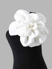 SHEIN Nova Glow 少女休闲优雅黑色不对称肩部修身简约3D立体花卉装饰连体裤，适合派对、聚会、婚礼、春夏等场合。 - 黑色 - 查看 8