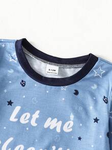 4pcs Dozy Joy Baby Boy Casual Outfit Set, Long Sleeve Tee, Short Sleeve Tee, Pants, Striped, Star, Moon, Cartoon Pattern, Loose Fit, Soft Fabric, Summer