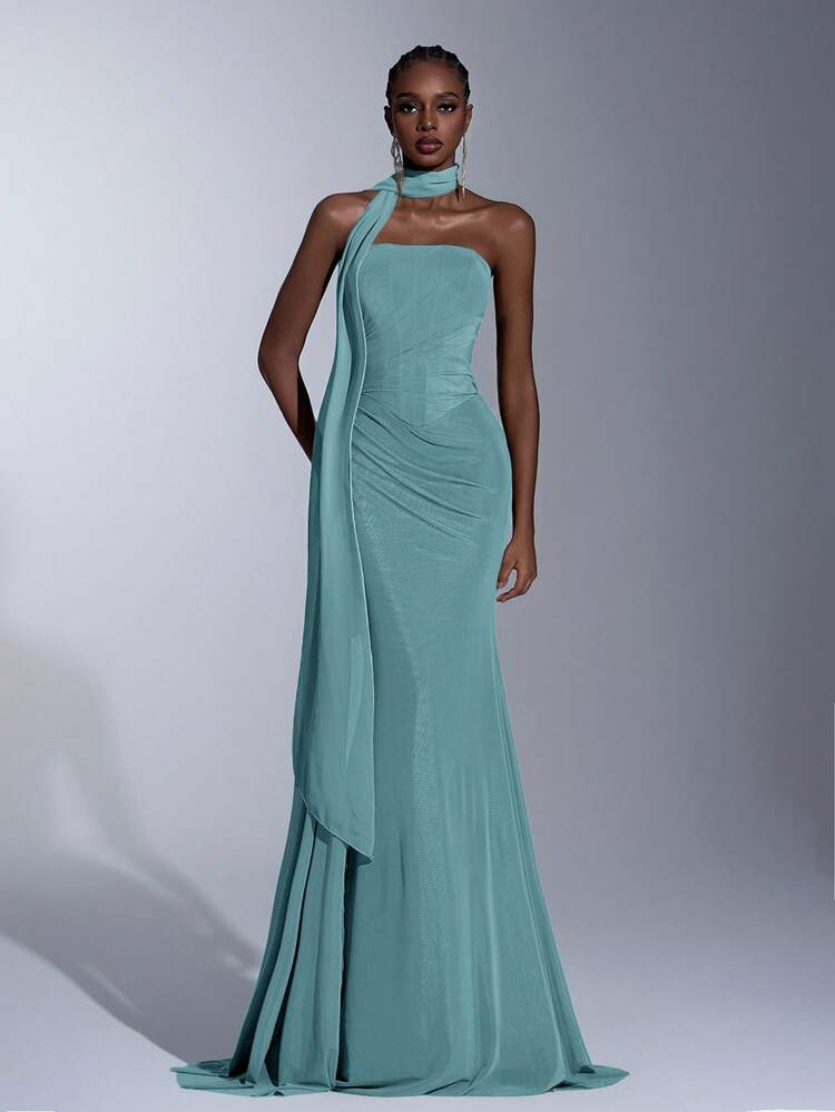 maxi length cocktail dresses Luisa Rumi Features internal boning and Color:Jade* Sunburst Maxi Dress -