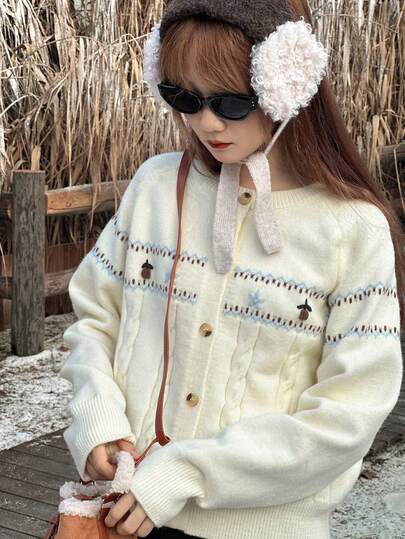 DAZY Teen Girls Casual Button Sweater