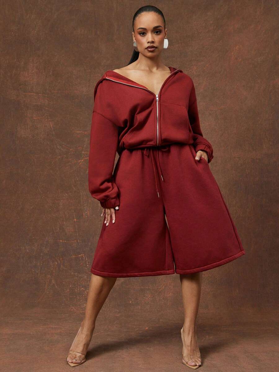 Vixey Áo nỉ dày dặn, quần jockstrap vừa vặn thoải mái - Màu Đỏ Sâu - Xem 1