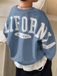 SHEIN 1pc Young Boys' Casual College Style Comfortable Fashion Minimalist Loose Fit Practical Versatile Big Letter Graphic Thick Sweatshirt, Suitable For Daily Wear, School, Outings, Sports, Autumn/Winter