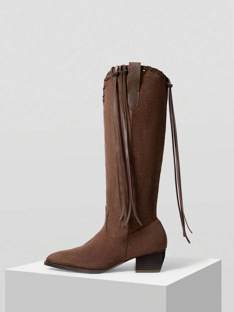 SUEDETTE FRINGE DETAIL BOOTS FOR CHRISTMAS