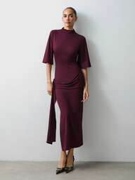 Maija Women's Solid Color Pleated Collar Elegant Fitted Dress