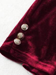 GlowEve CURVE 大码女士缎面翻领优雅通勤天鹅绒西装外套，秋冬女士套装，女士西装外套，女士西装套装 - 酒紅色 - 查看 3