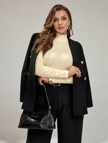 Auralis Plus Size Women's Autumn And Winter Fashion Casual High Elastic Comfortable Daily Basic Half Turtleneck Slim White T-Shirt Tops,Fall Clothes - Apricot - View 6