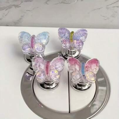 Joivida Colorful Butterfly Toilet Flush Handle, Convenient Press-Style Bathroom Flush Switch For Nail Technicians With Long Nails