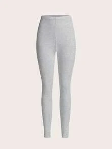 SHEIN EZwear 3件套休闲纯色紧身针织女士长款打底裤/瑜伽裤，适合春夏穿着 - 彩色 - 查看 3