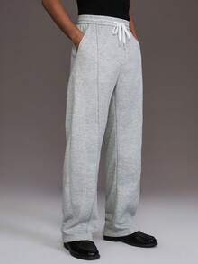 STYNVO Men's Solid Color Drawstring Waist Pockets Wide Leg Loose Casual Sweatpants  Sweats Sweats For Men - Grey - View 7