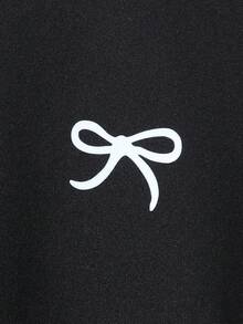 Sparklyn 3 件女童蝴蝶结印花腰部短袖 T 恤套装，包括灰色、粉色和黑色 - 灰色 - 查看 7