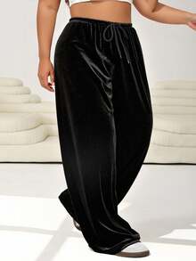 Solflare Quần dài đen thường ngày cỡ lớn, thích hợp đi làm, hẹn hò và đi chơi, mùa thu/đông - màu đen - Xem 8