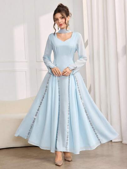Al Najma Elegancka, damska sukienka w stylu arabskim z cekinowymi detalami, jesień