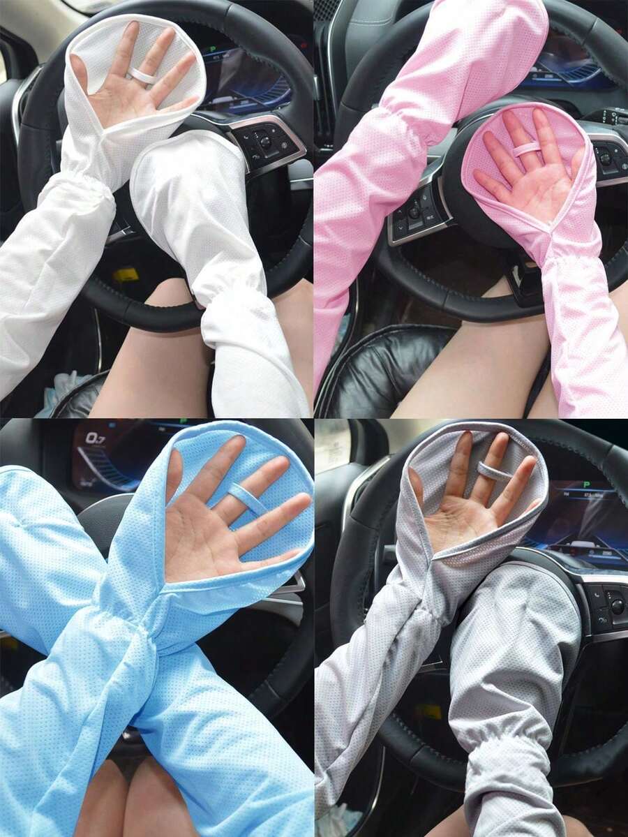 1pair In Summer, Sun Protection Loose Ice Sleeves, Horseshoe Sleeves, Driving Hand Gloves, Women's UV Protection Arm Guards, Cycling Ice Silk Sleeves, Jogging Sun Protection Gloves, Beach Sun Protection Gloves Can Be Wetted By Water