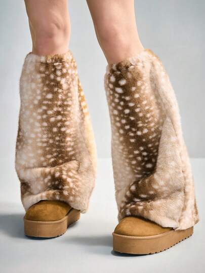 Fairycore 1 Paio di caldi e alla moda calzini lunghi per le gambe, con stampa di cervi carini e adorabili in stile Y2K e colore unito, adatti per la scuola, lo shopping, i viaggi, ecc. Un articolo caldo e alla moda per Natale, autunno/inverno