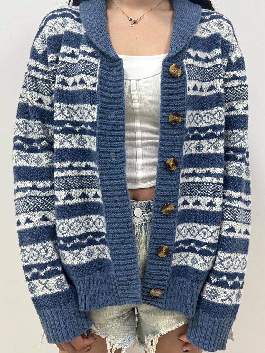 Chiquease Women Autumn And Winter Geometric Long Sleeve Christmas Style Casual Cardigan - Multicolor - View 1