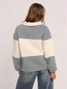 MUSERA Collared Striped Sport Jersey Sweatshirt Graduation, Back To School, Teacher Top For Women, Fall Autumn Winter