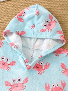 Bubblio Unisex Baby Cute Cartoon Shark Pattern Flannel Hooded Swimsuit Cover-Up Toddler Beach Cover Up Crab Hooded Towel Toddler Hooded Towel - Multicolor - View 8
