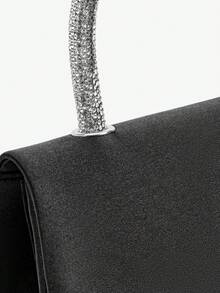 SHEIN BAE Shiny Evening Clutch, Elegant Fashion Envelope Bag, Rhinestone Embellished Handbag, Ladies Wedding Party Wristlet - Black - View 9