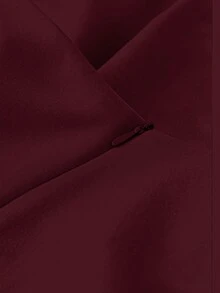 GlowEve CURVE 大码女士优雅圆领派对通勤收腰短袖A字珍珠装饰连衣裙 - 中紫紅色 - 查看 7
