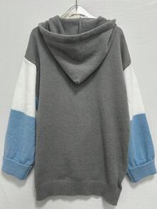 Chiquease 撞色连帽宽松休闲长袖开衫 - 彩色 - 查看 2