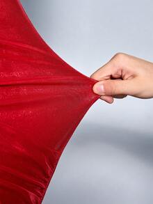 SOLERSUN فستان ماكسي مثير للنساء من قماش لامع مكشكش بياقة عميقة وظهر مكشوف، مناسب لحفلات الشاي بعد الظهر والتجمعات والخروجات الأنيقة والمواعيد والخروجات الرومانسية والخروجات الليلية وحفلات عيد الميلاد ورأس السنة والعطلات والملابس النسائية المثيرة وملابس النادي، مناسب لحفلات عيد الميلاد والعطلات وعيد الحب