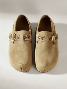 Solecia 女士休闲百搭通勤搭扣平底鞋 - 卡其色 - 查看 1