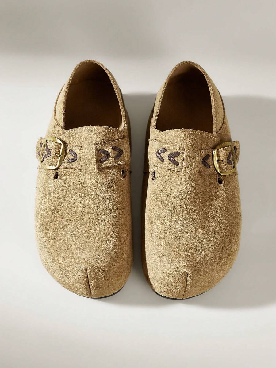 Solecia 女士休闲百搭通勤搭扣平底鞋 - 卡其色 - 查看 1